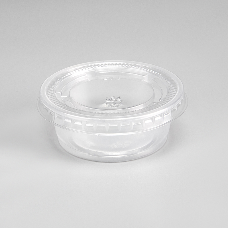 Tazza per salsa in plastica PP trasparente o nera da 1,5 once