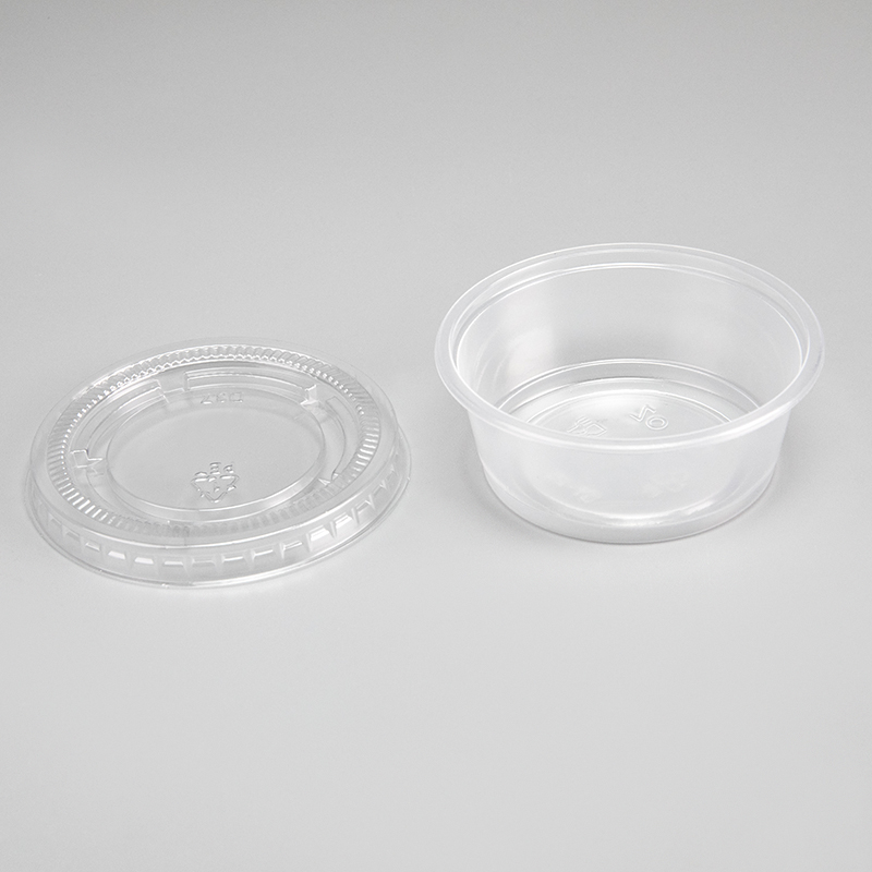 Tazza per salsa in plastica PP trasparente o nera da 1,5 once