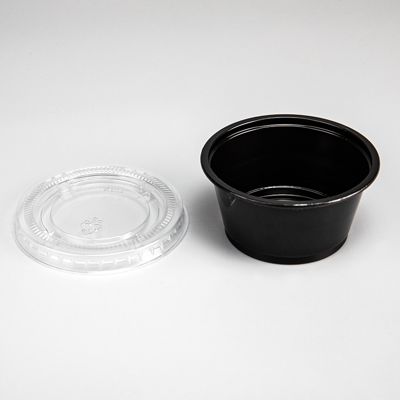 Tazza per salsa in plastica PP trasparente o nera da 2,0 once