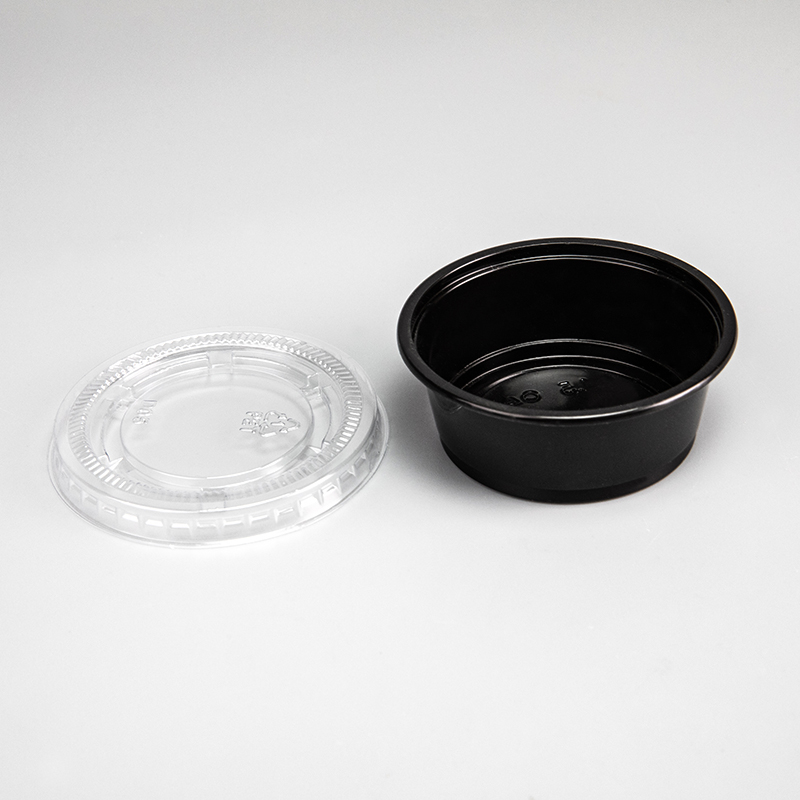 Tazza per salsa in plastica PP trasparente o nera da 1,5 once